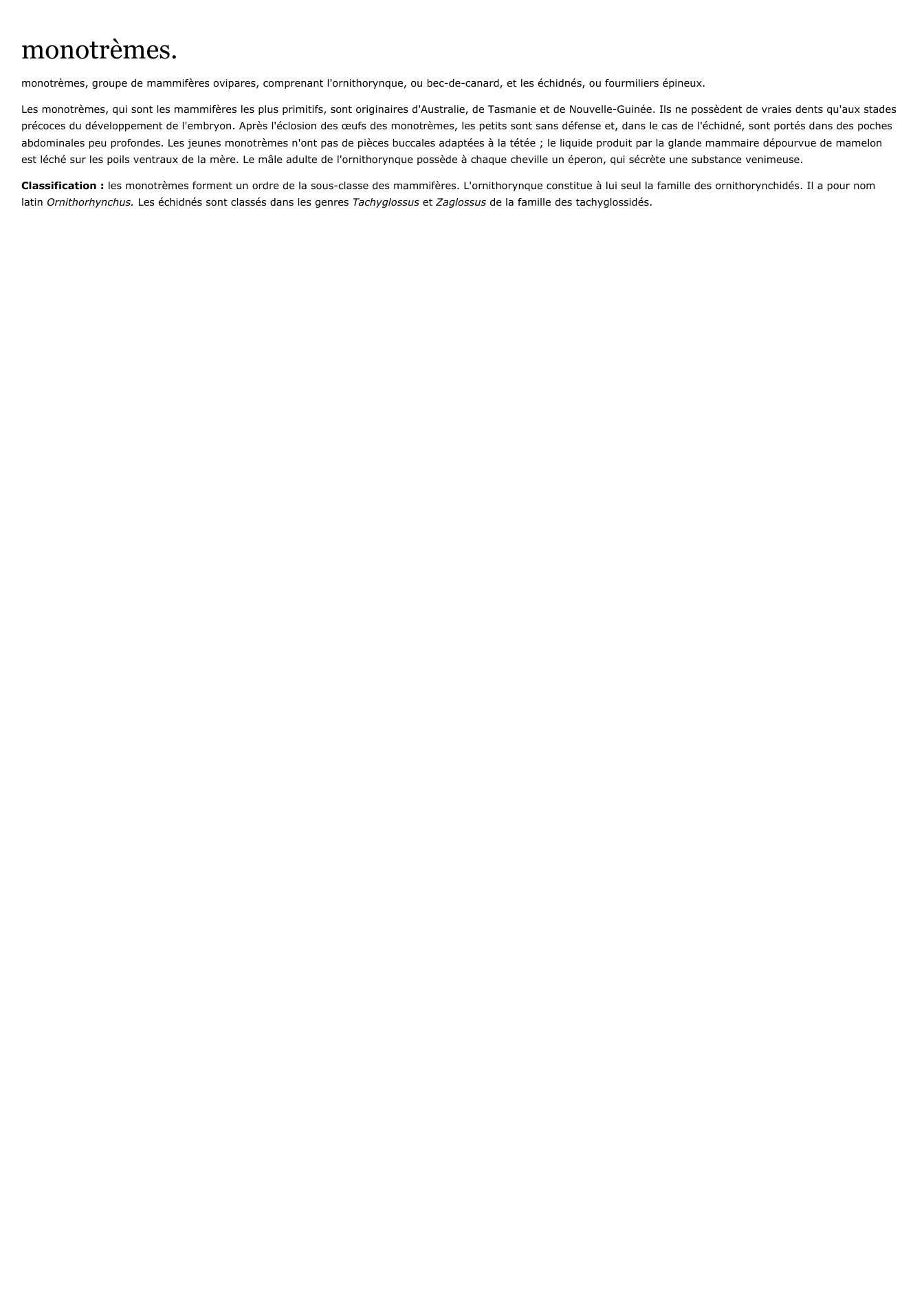 Prévisualisation du document monotrèmes.