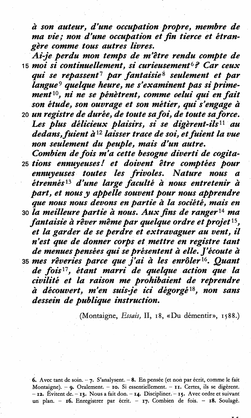 Prévisualisation du document Montaigne, Essais II, 18, «Du démentir», commentaire