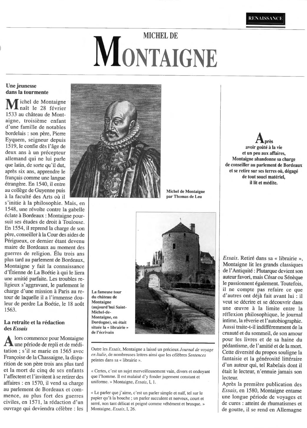 Prévisualisation du document Montaigne: Une 	jeunesse 	 dans 	la 	tourmente