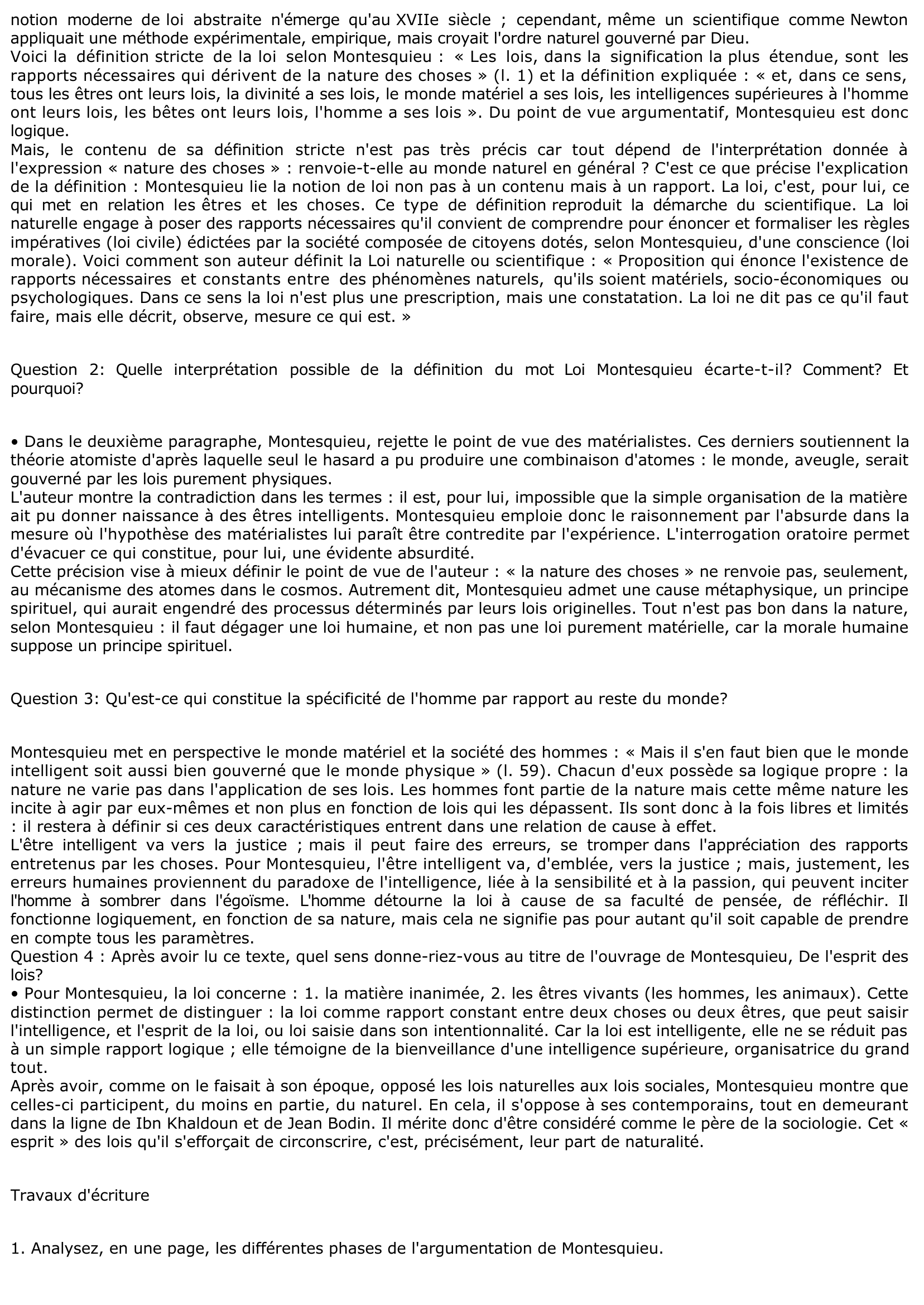 Prévisualisation du document Montesquieu 94 : Les lois : « rapports nécessaires qui dérivent de la nature des choses [Esprit des Lois, I, 1]