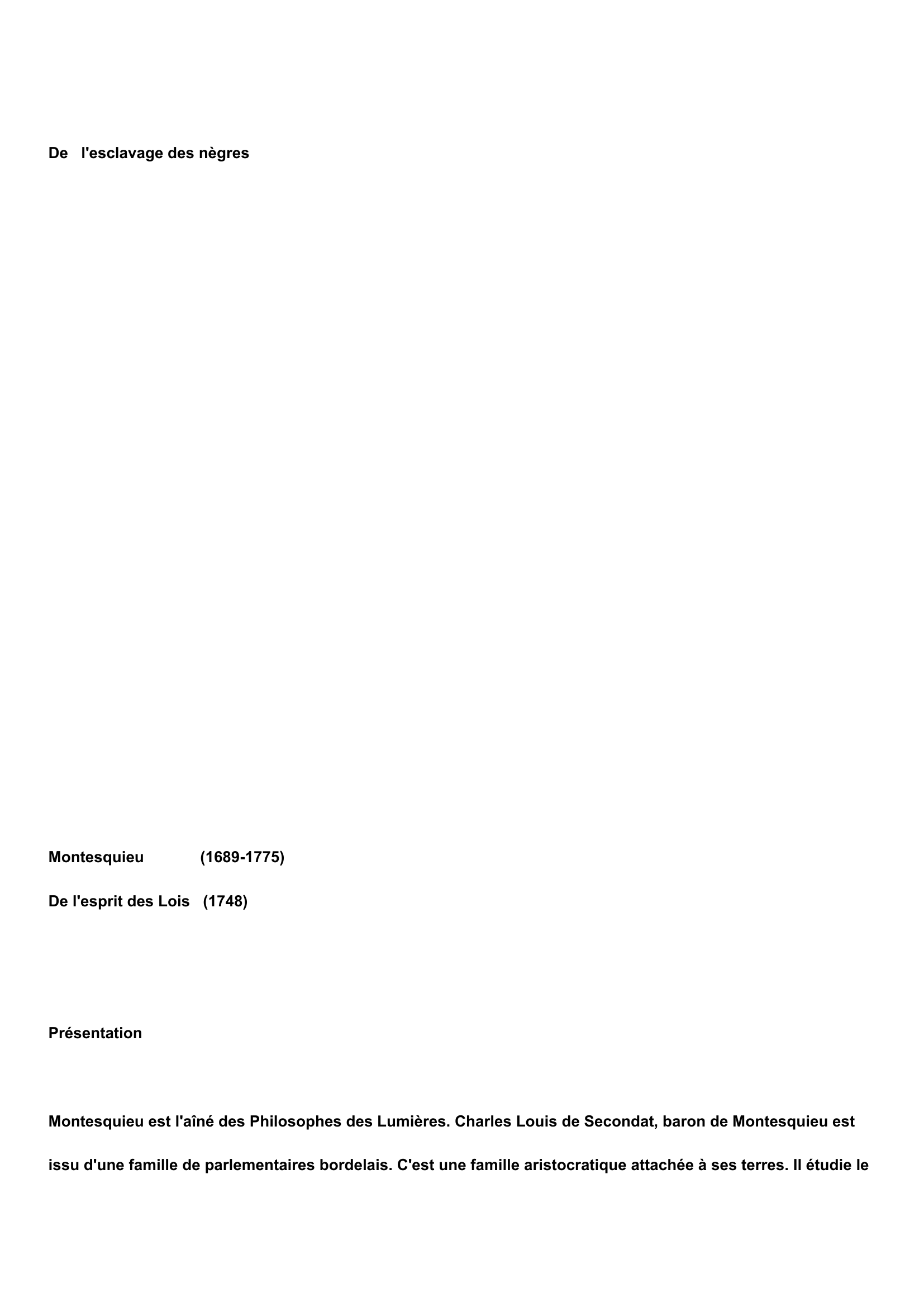 Prévisualisation du document Montesquieu, de l'esclavage des nègres