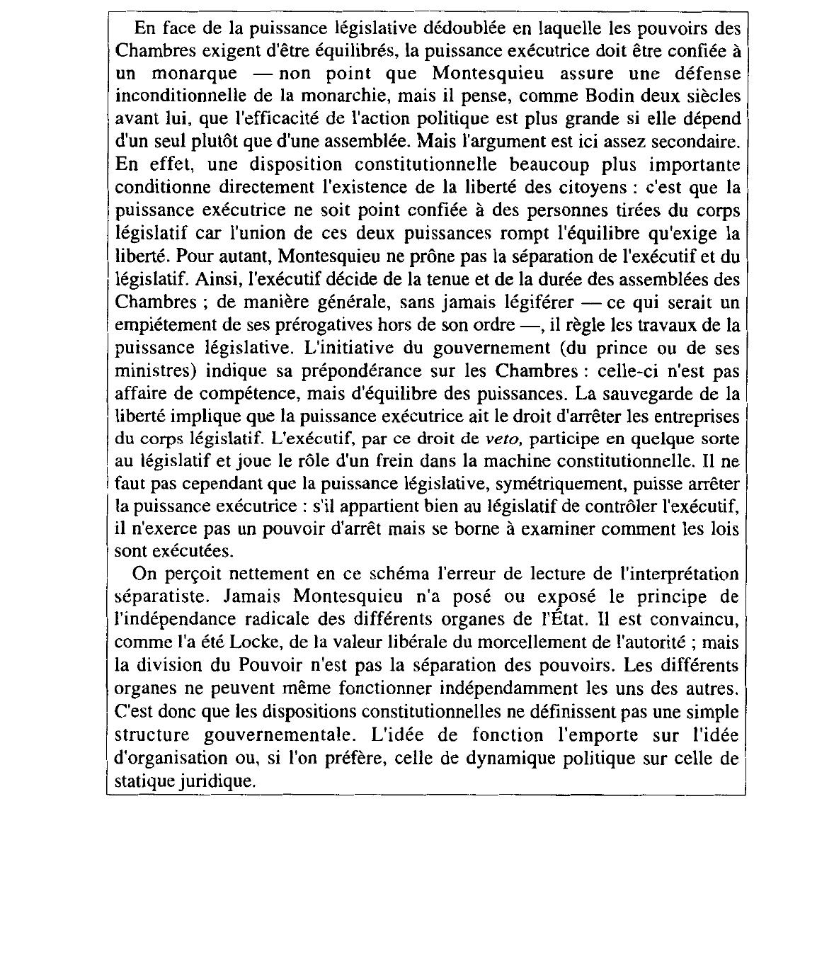 Prévisualisation du document Montesquieu - De l'esprit des lois : La puissance exécutrice