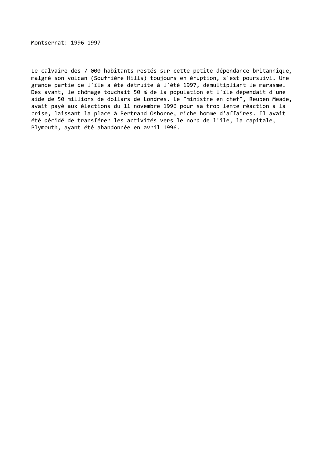 Prévisualisation du document Montserrat: 1996-1997