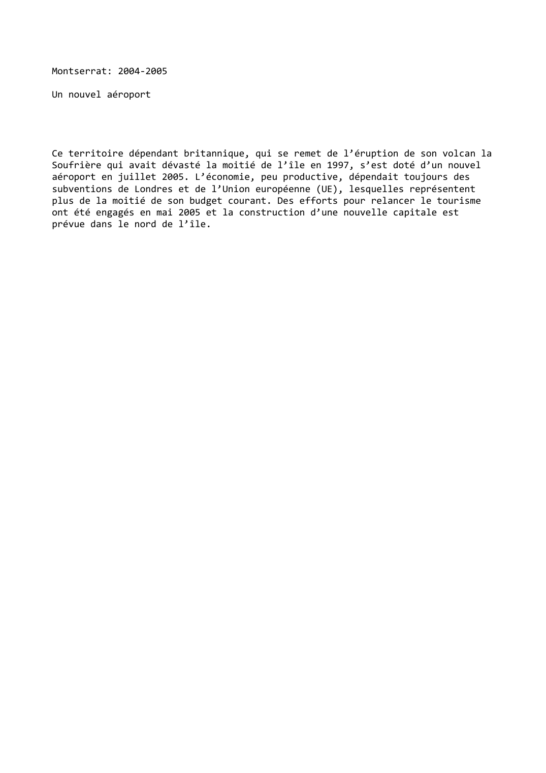 Prévisualisation du document Montserrat: 2004-2005