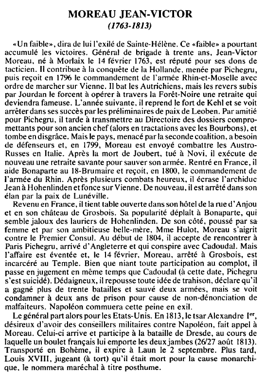 Prévisualisation du document MOREAU JEAN-VICTOR(1763- 1813) - BIOGRAPHIE.