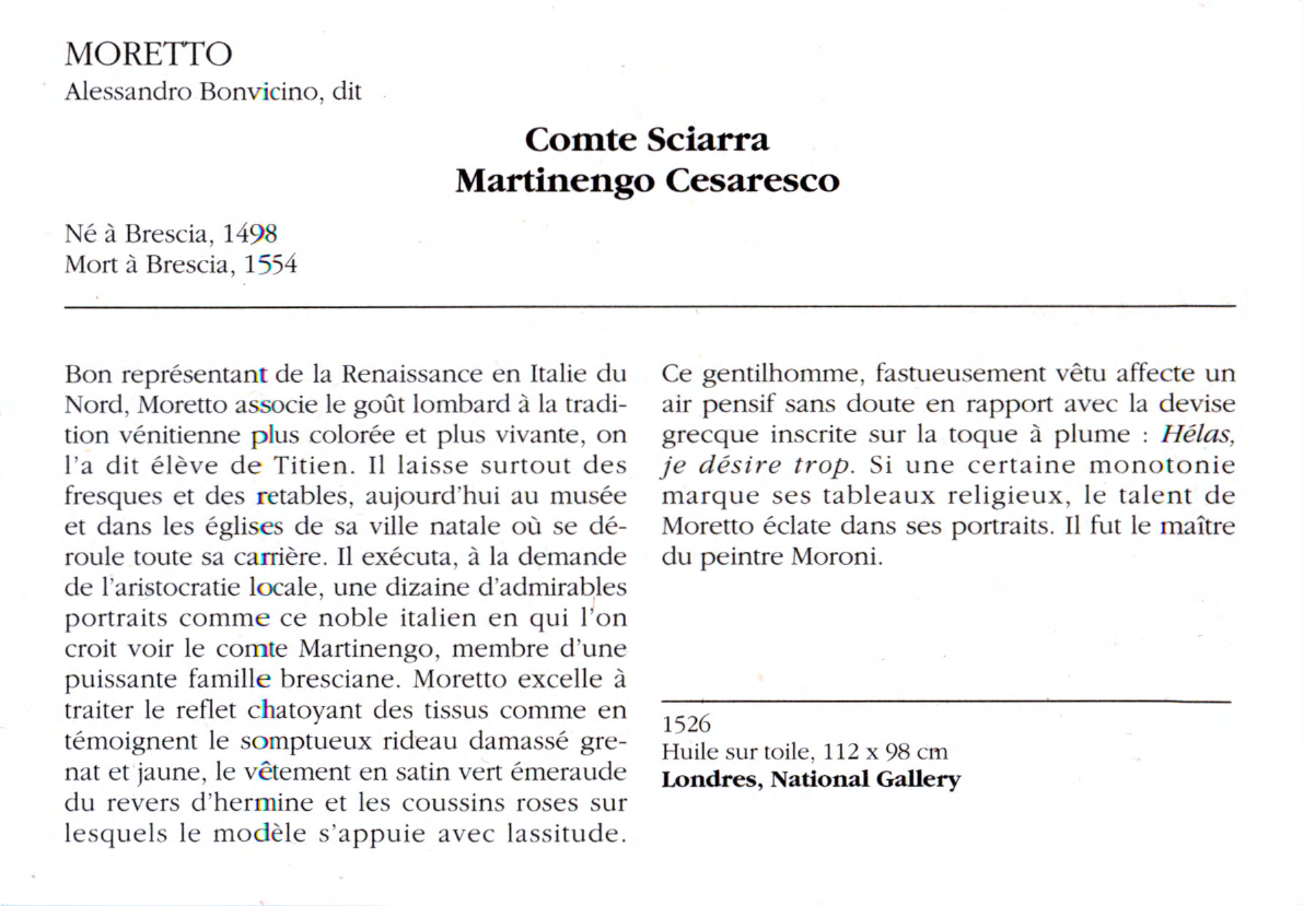 Prévisualisation du document MORETIO Alessandro Bonvicino, dit : Comte Sciarra Martinengo Cesaresco