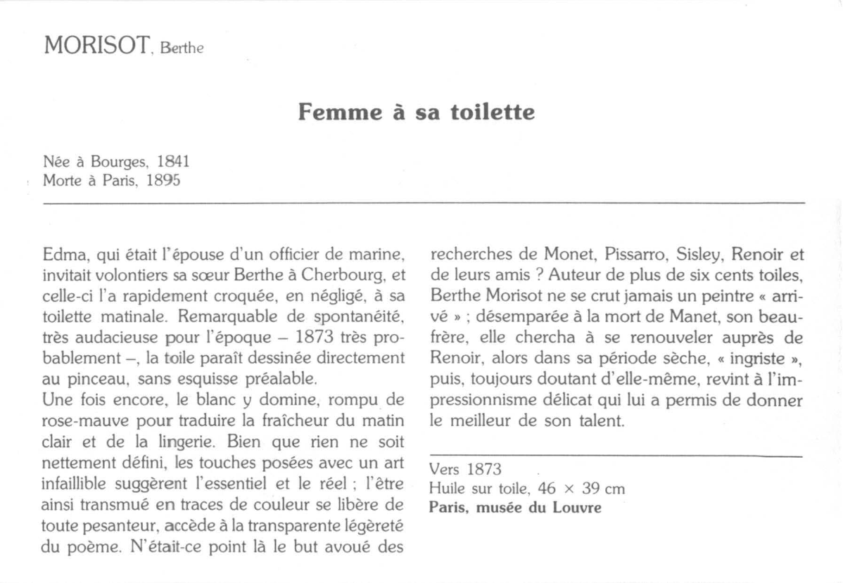Prévisualisation du document MORISOT, Berthe : Femme à sa toilette