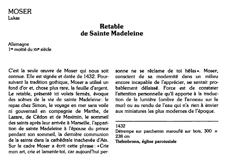 Prévisualisation du document MOSERLukas:Retablede Sainte Madeleine (analyse du tableau).