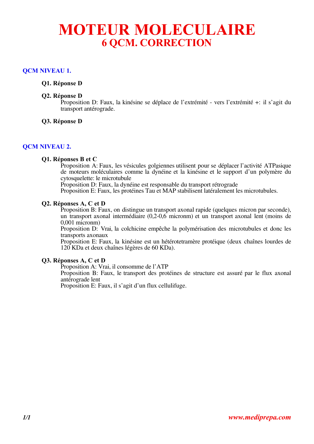 Prévisualisation du document MOTEUR MOLECULAIRE6 QCM.