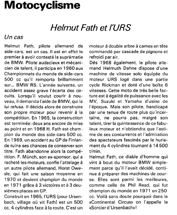 Prévisualisation du document Motocyclisme:Helmut Fath et l'ORS (sport).