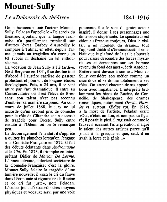 Prévisualisation du document Mounet-SullyLe «Delacroix du théâtre».