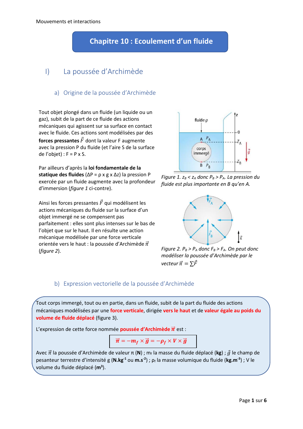 Prévisualisation du document Mouvements et interactions  Chapitre 10 : Ecoulement d’un fluide