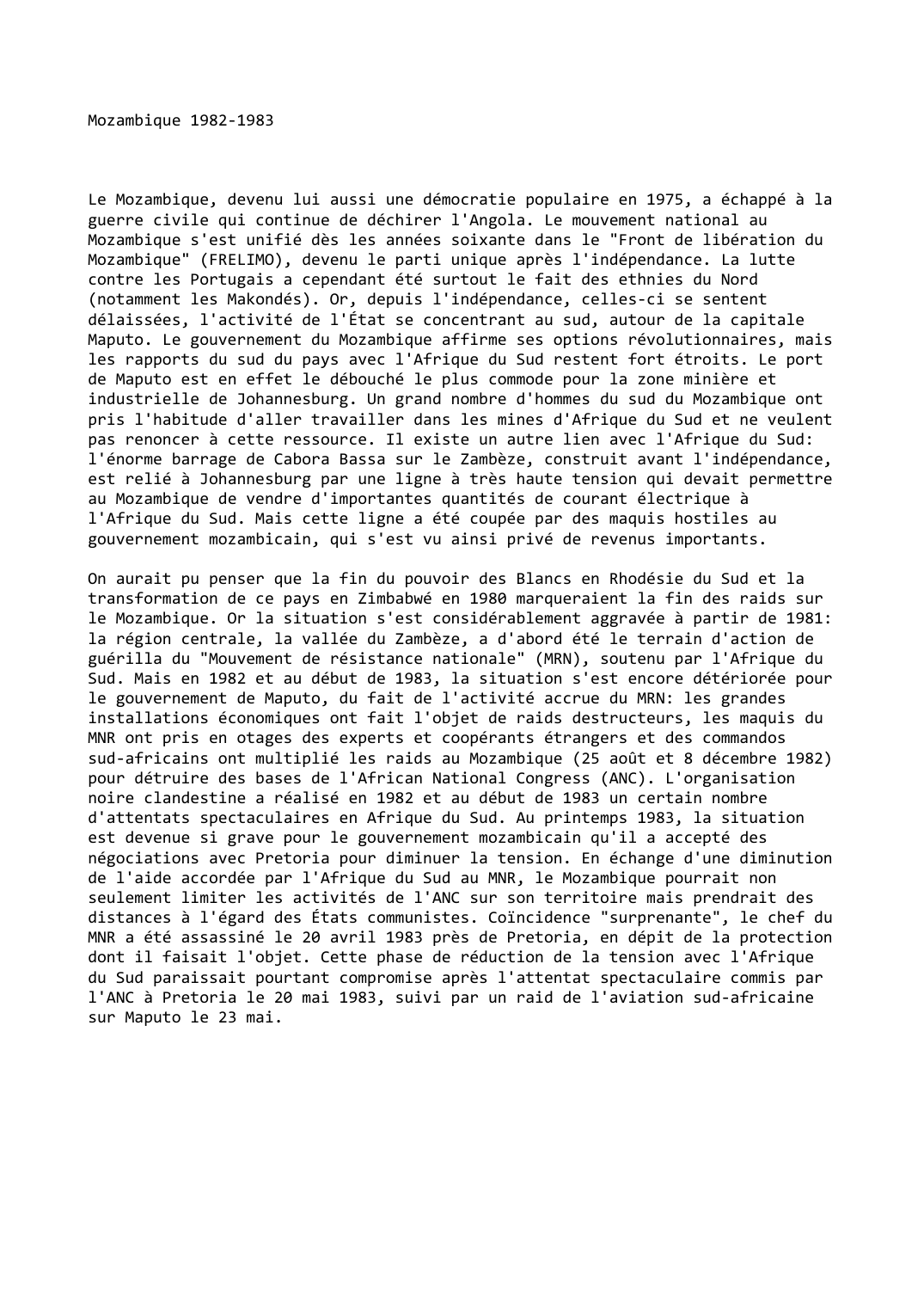Prévisualisation du document Mozambique 1982-1983