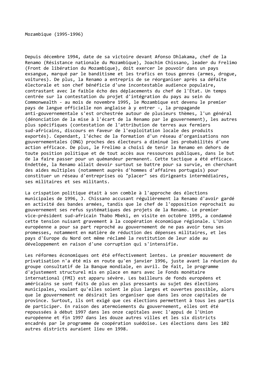 Prévisualisation du document Mozambique (1995-1996)