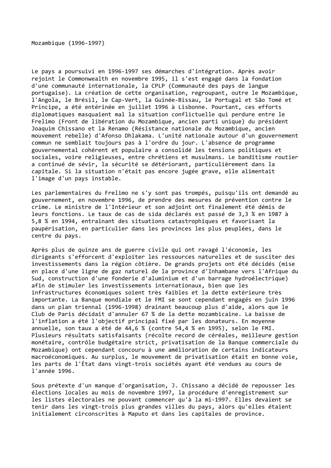 Prévisualisation du document Mozambique (1996-1997)