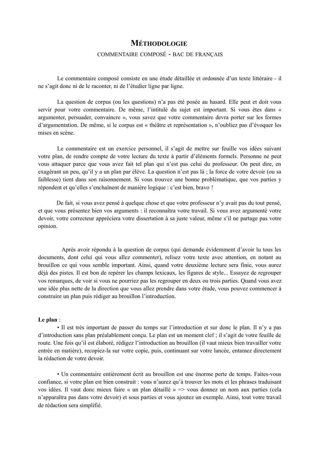 Prévisualisation du document MÉTHODOLOGIECOMMENTAIRE COMPOSÉ- BAC DE FRANÇAISLe