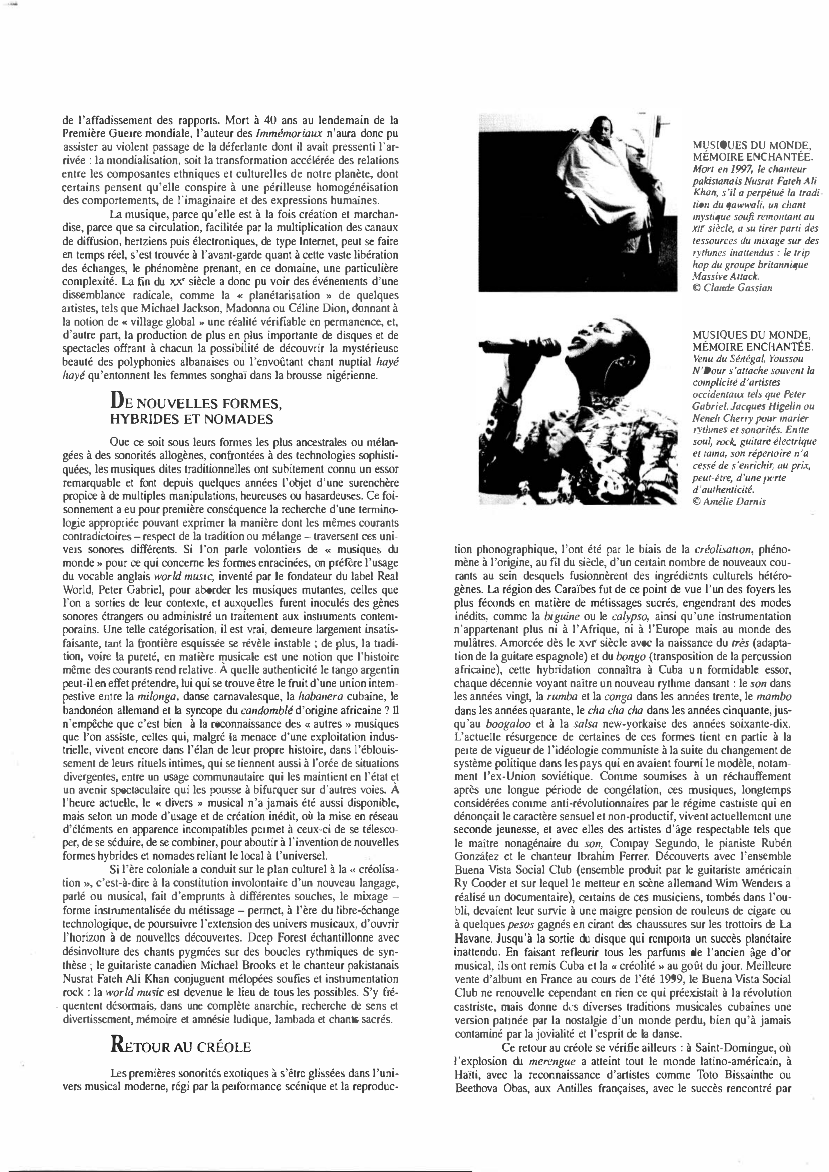 Prévisualisation du document MUSIQUES DU MONDE, Mémoire ENCHANTÉE de 1995 à 1999 : Histoire