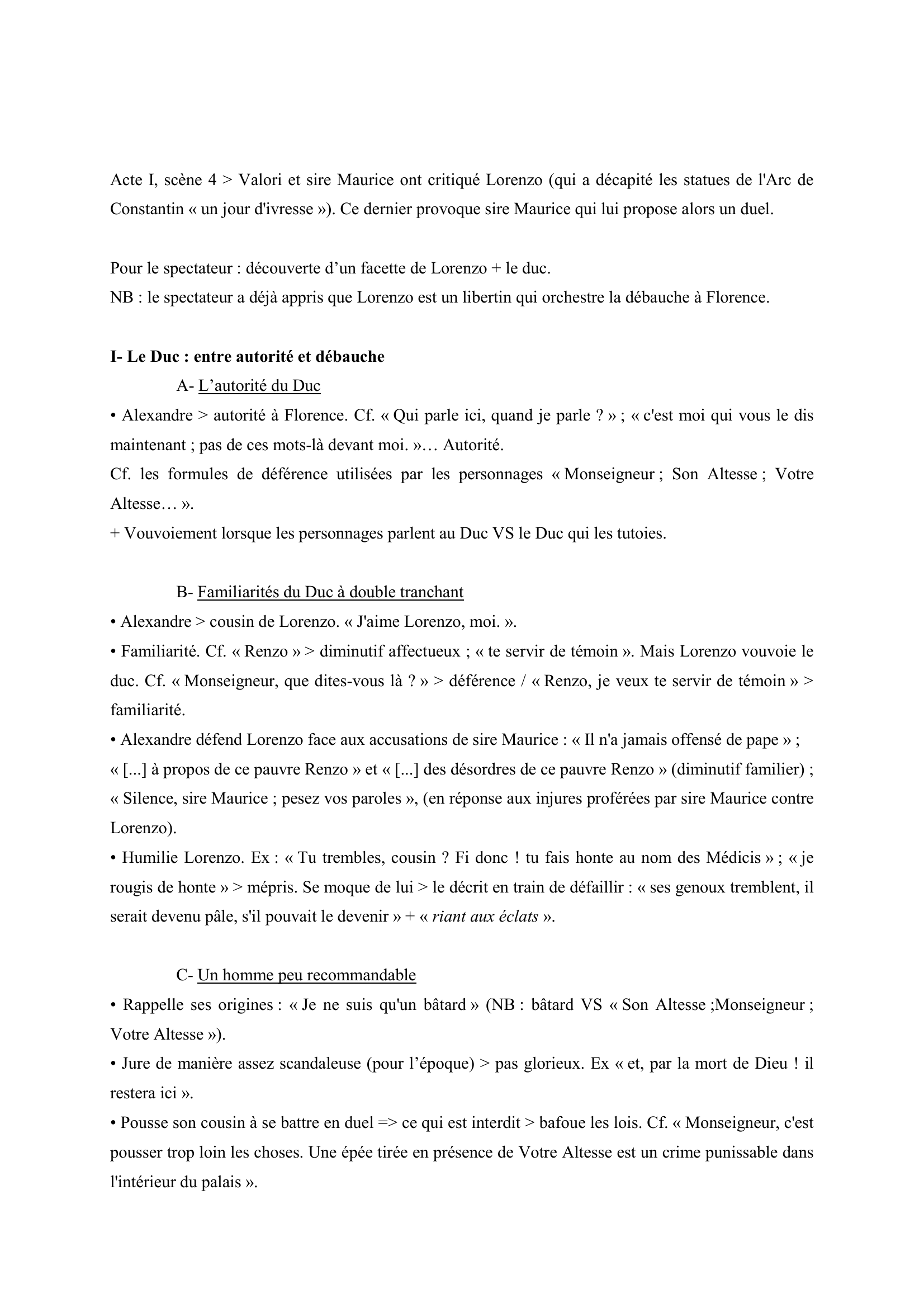 Prévisualisation du document Musset (1810-1857), Lorenzaccio, Acte I, scène 4. Commentaire composé