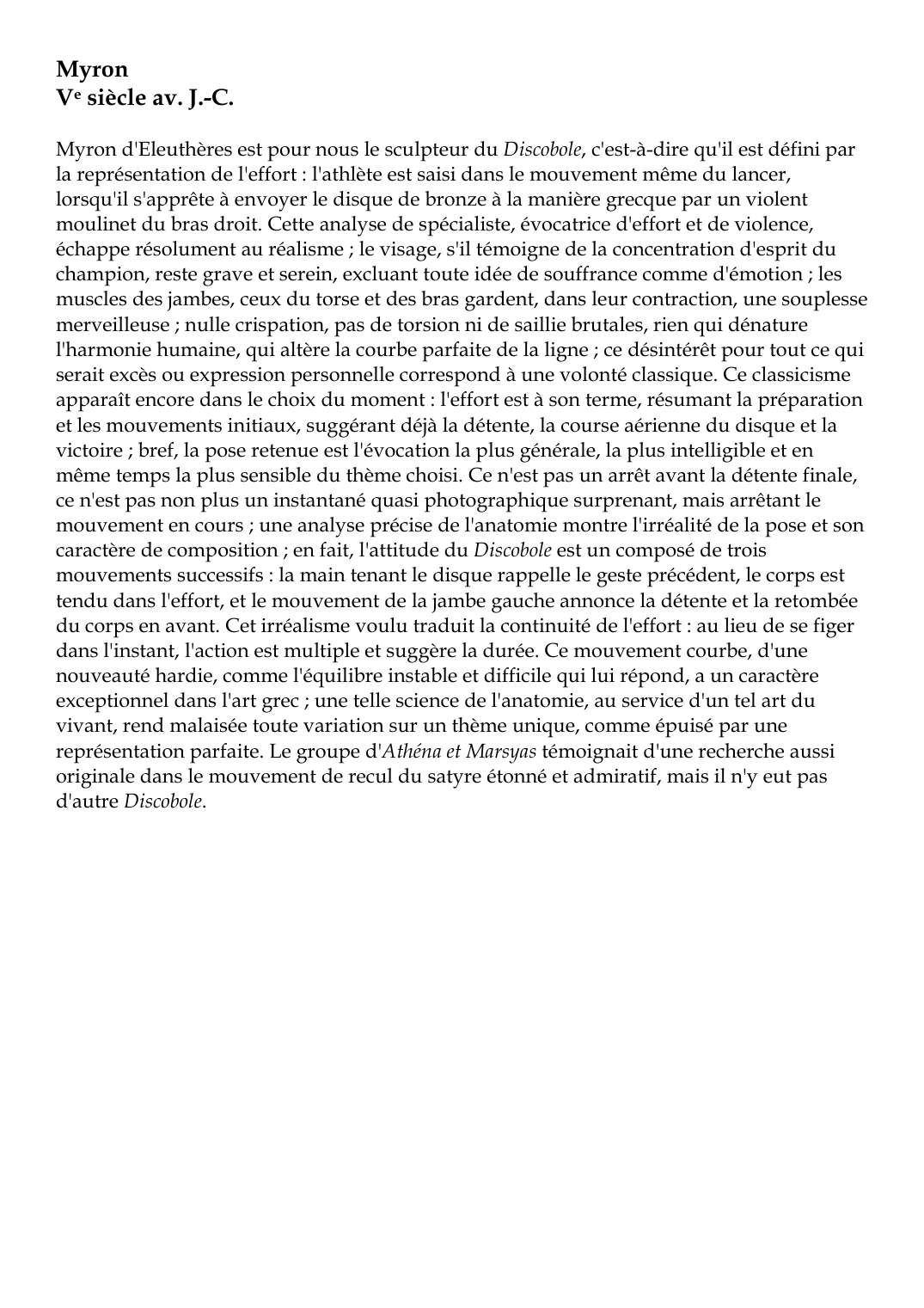 Prévisualisation du document MyronVe siècle av.