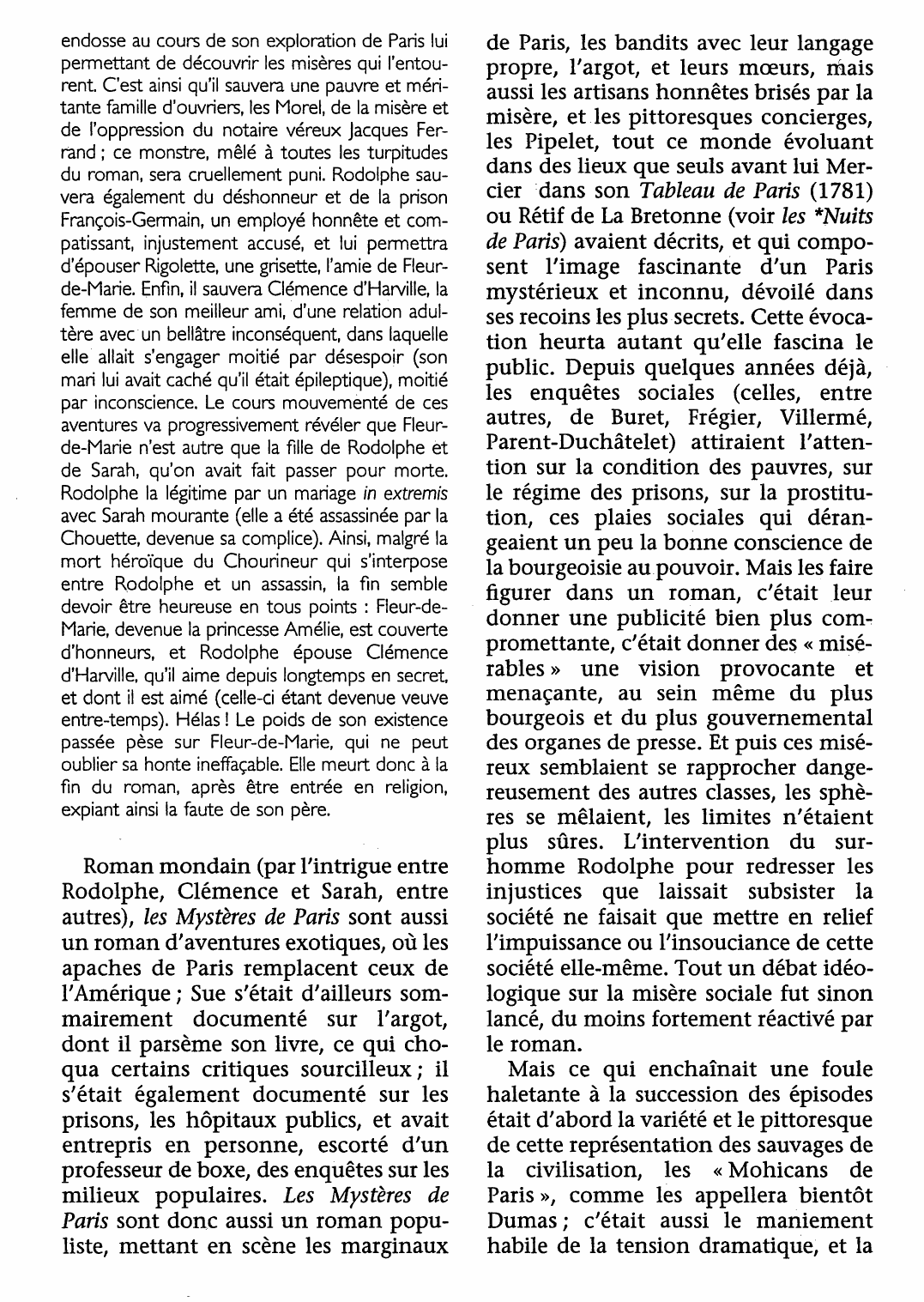 Prévisualisation du document Mystères de Paris (les). Roman de Marie-Joseph, dit Eugène Sue (résume et analyse complète)