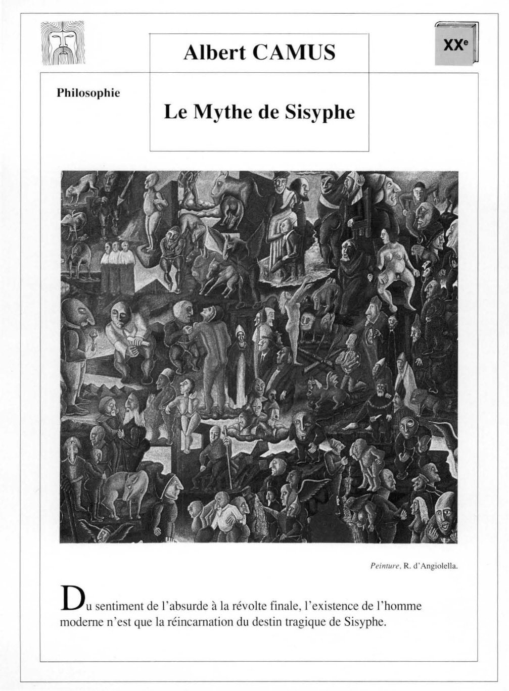 Prévisualisation du document MYTHE DE SISYPHE; ESSAI SUR L’ABSURDE (Le) d'Albert Camus (résumé)