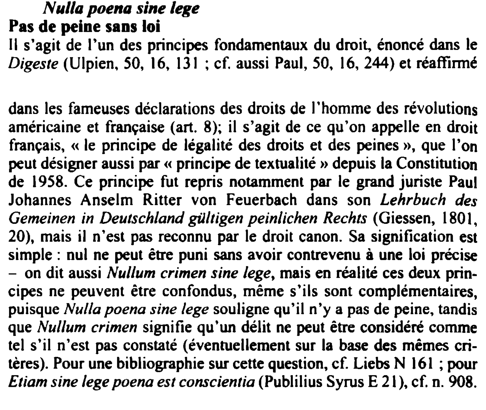 Prévisualisation du document N ulla poena sine lege
Pas de peine sans loi
Il s'agit de l'un des principes fondamentaux du droi~ énoncé...