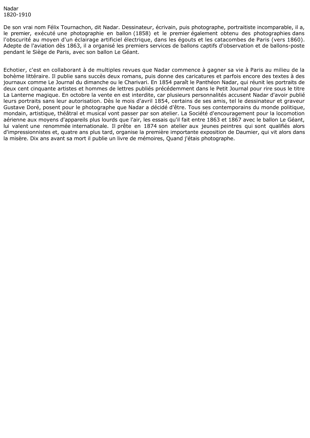 Prévisualisation du document Nadar