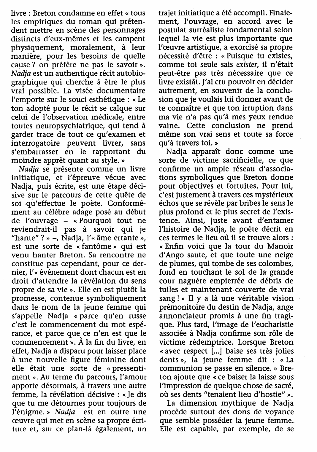 Prévisualisation du document NADJA d'André Breton (analyse détaillée)