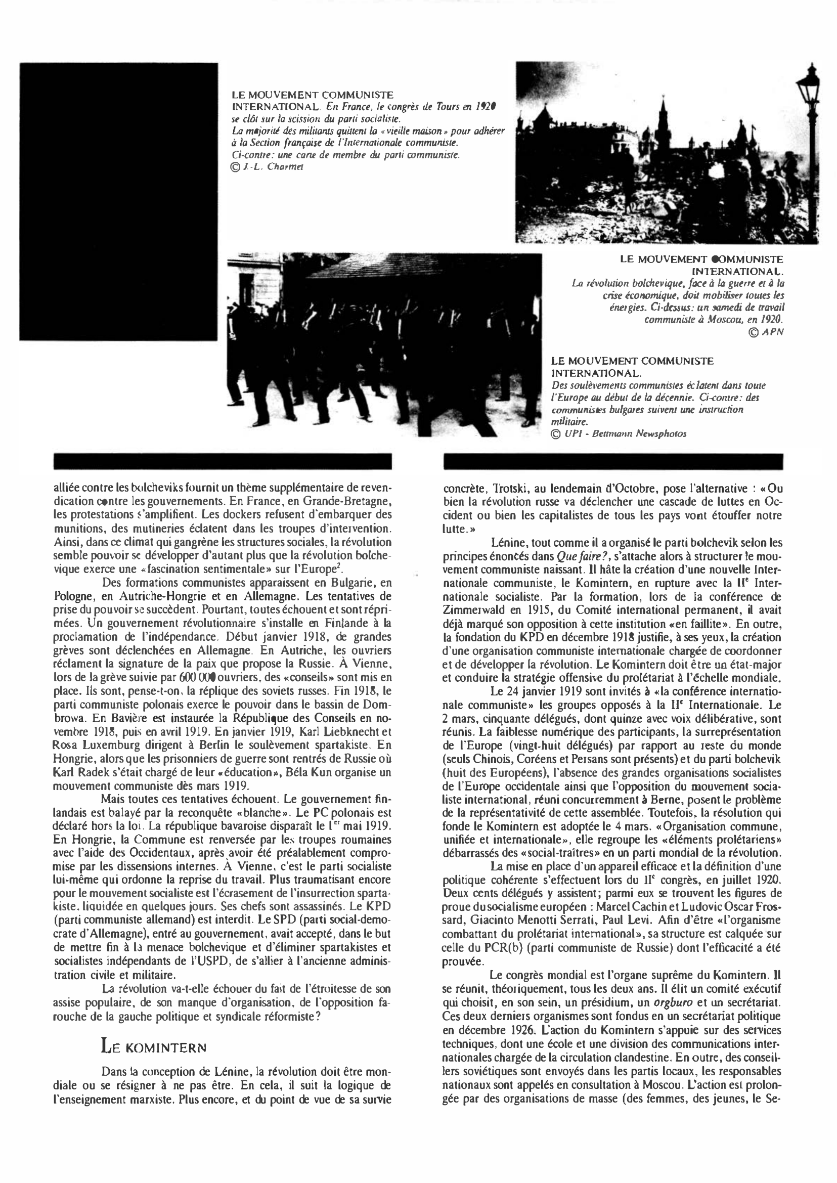 Prévisualisation du document NAISSANCE DU MOUVEMENT Communiste INTERNATIONAL de 1920 à 1929 : Histoire