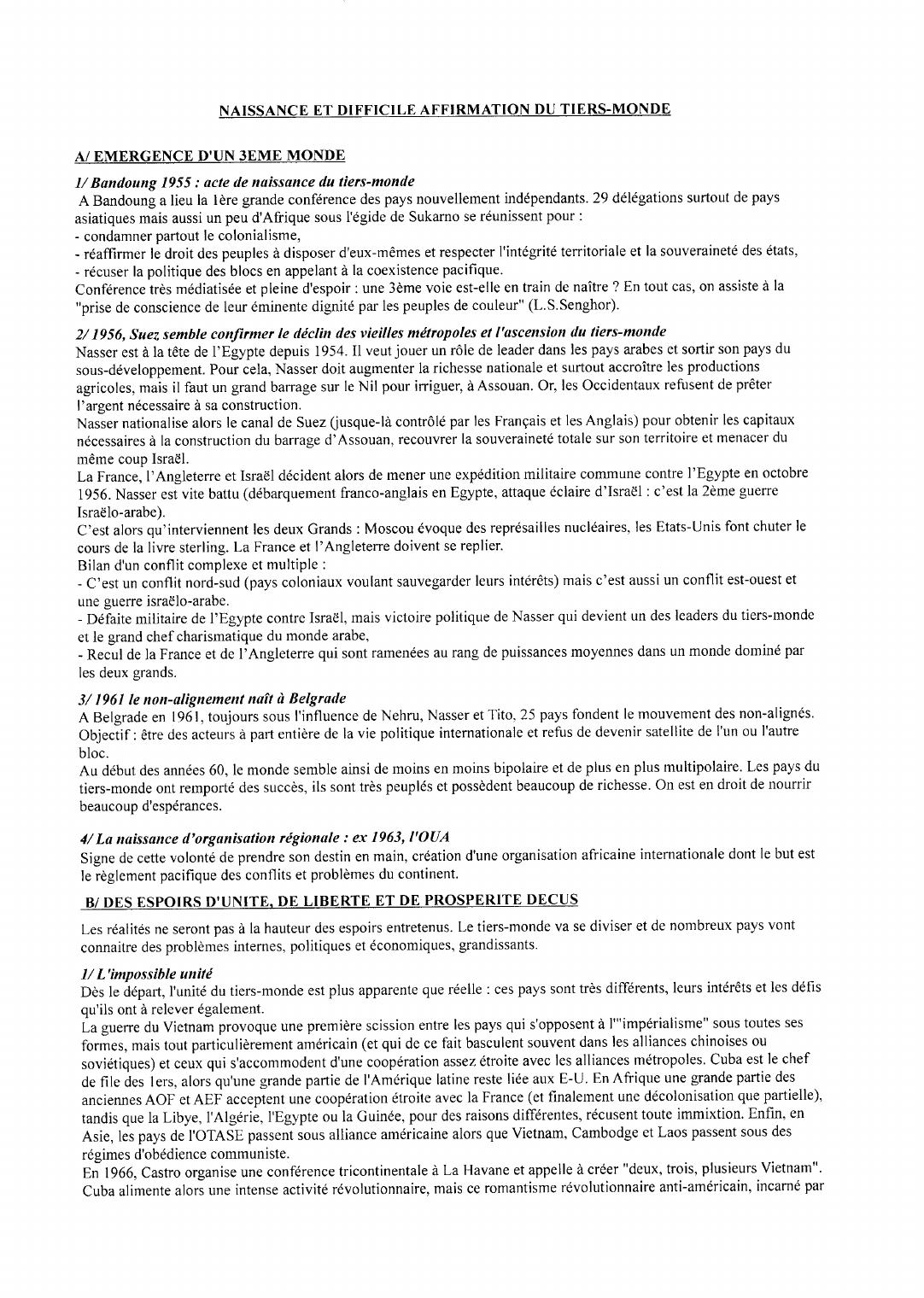 Prévisualisation du document NAISSANCE ET DIFFICILE AFFIRMATION DU TIERS-MONDE