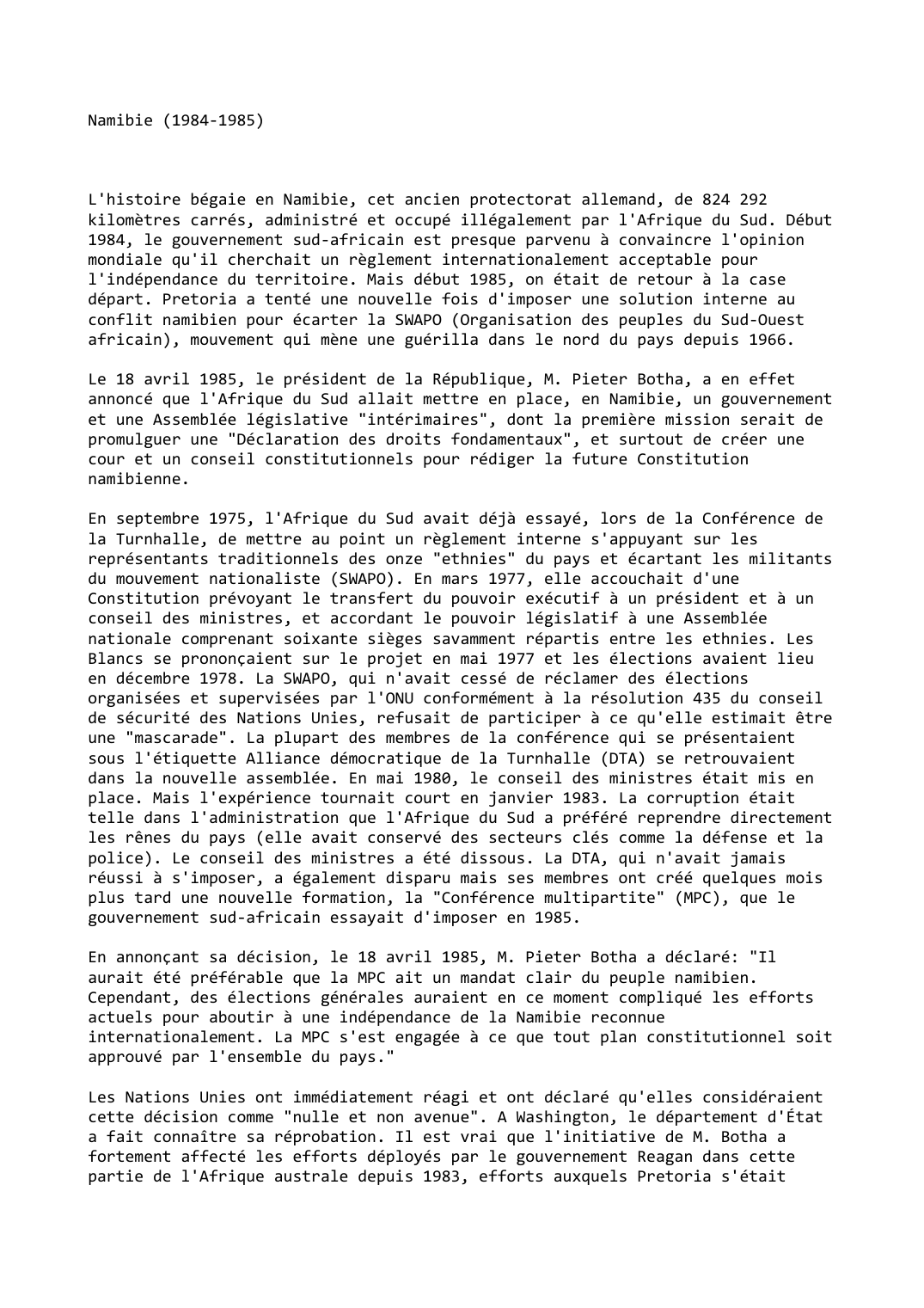 Prévisualisation du document Namibie (1984-1985)
