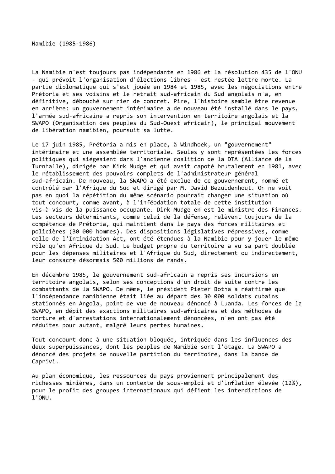 Prévisualisation du document Namibie (1985-1986)