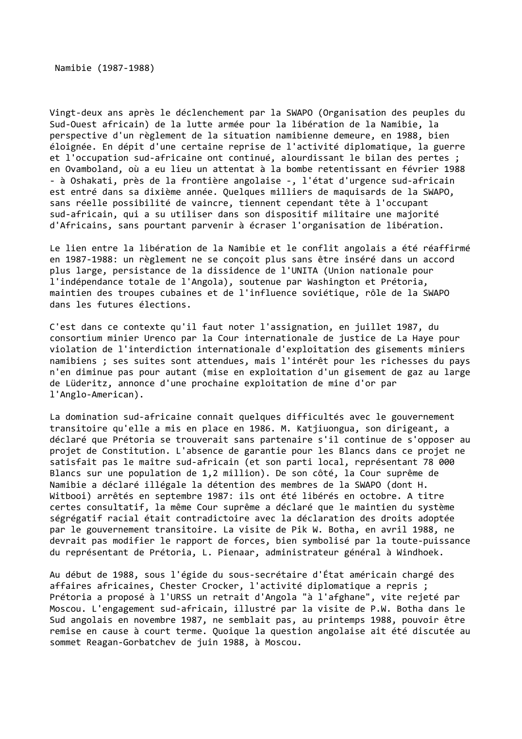 Prévisualisation du document Namibie (1987-1988)