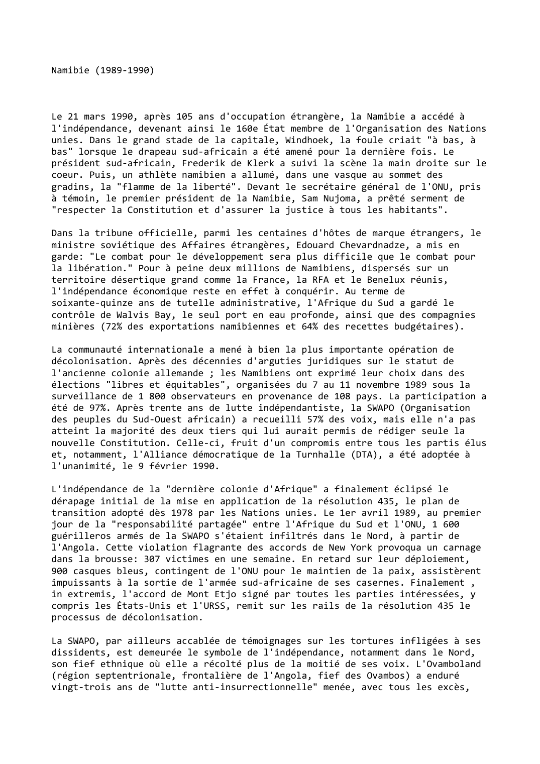 Prévisualisation du document Namibie (1989-1990)