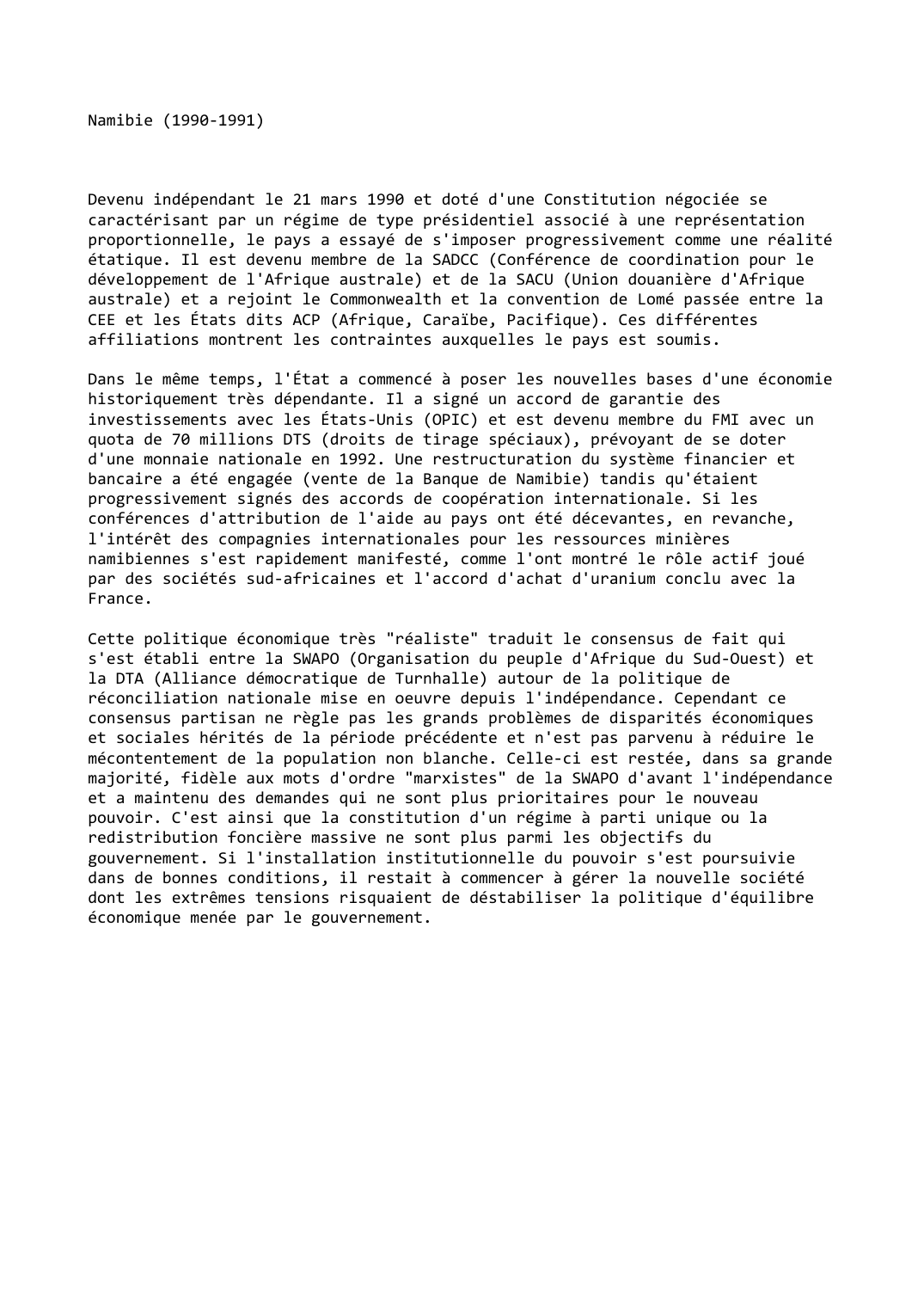 Prévisualisation du document Namibie (1990-1991)