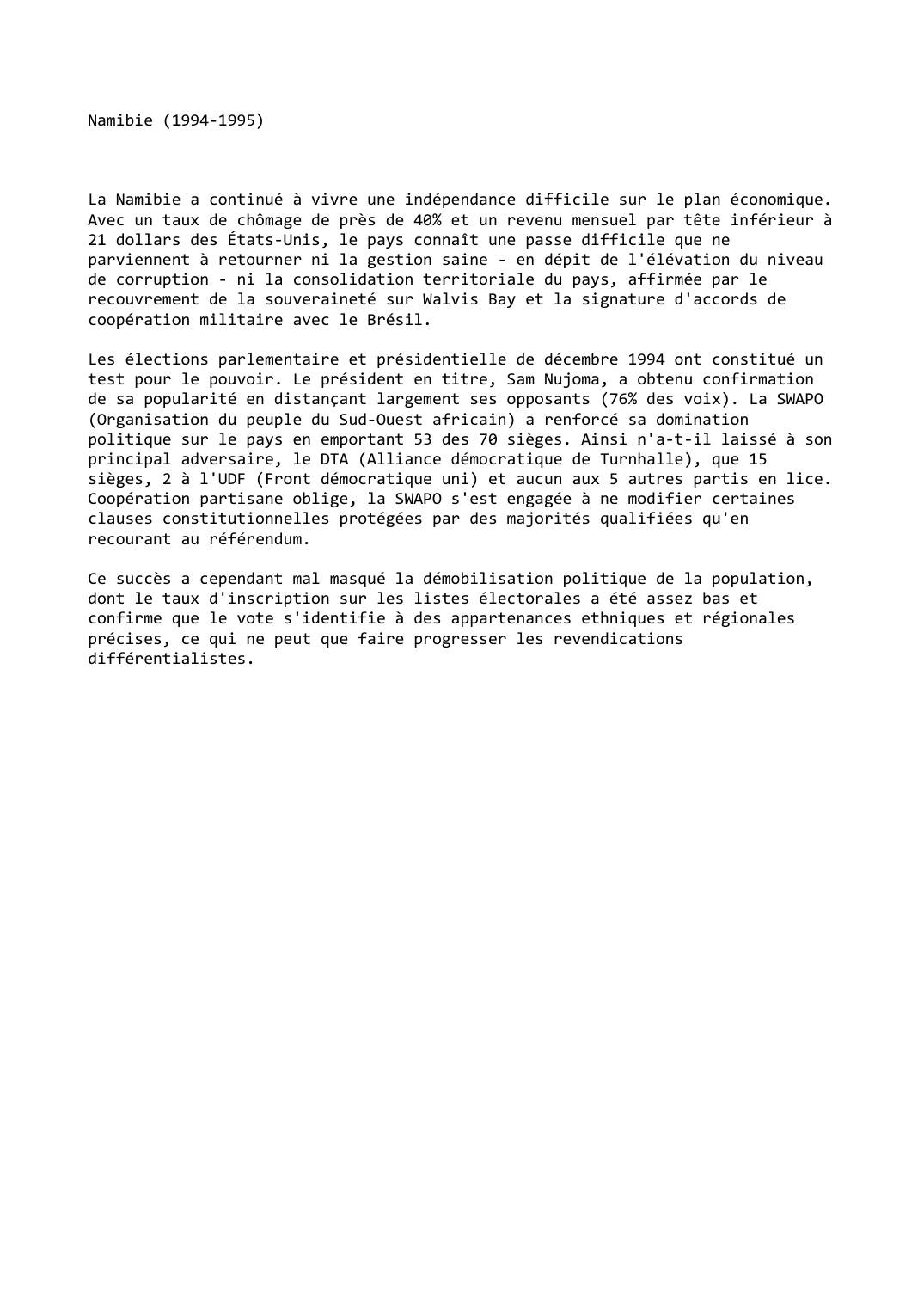 Prévisualisation du document Namibie (1994-1995)