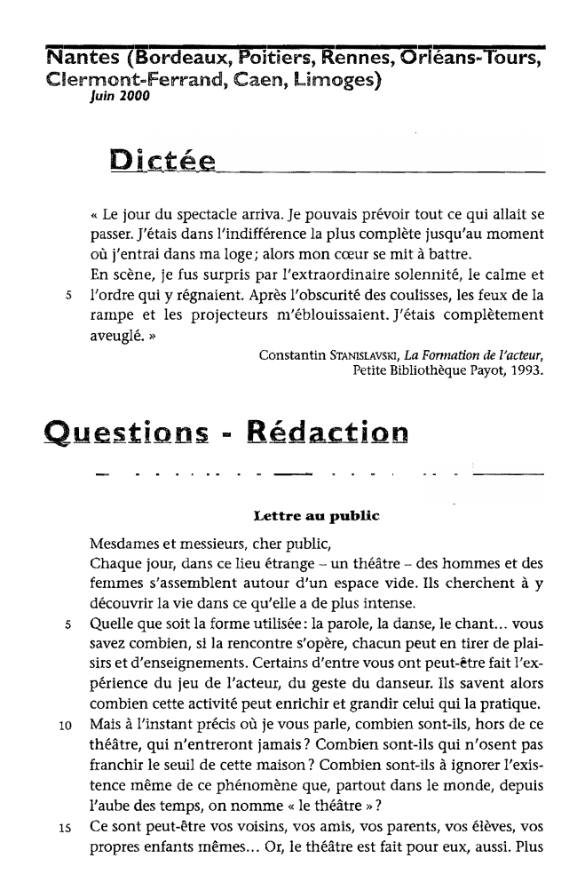 Prévisualisation du document Nantes (Bordeaux, Poitiers, Rennes, Orléans-Tours, Clermont-Ferrand, Caen, Limoges) - Juin 2000