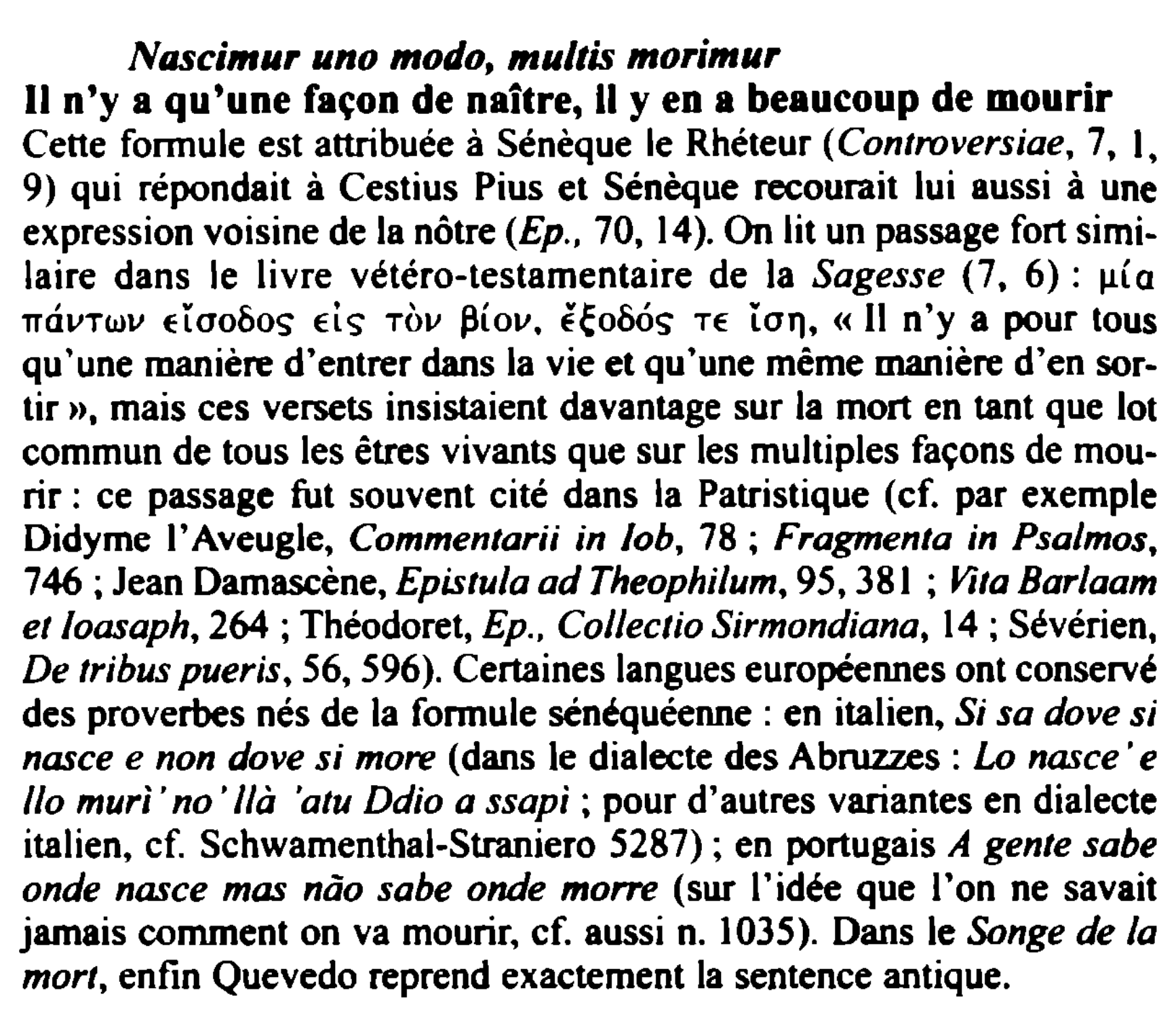 Prévisualisation du document Nascimur uno modo, multis morimur