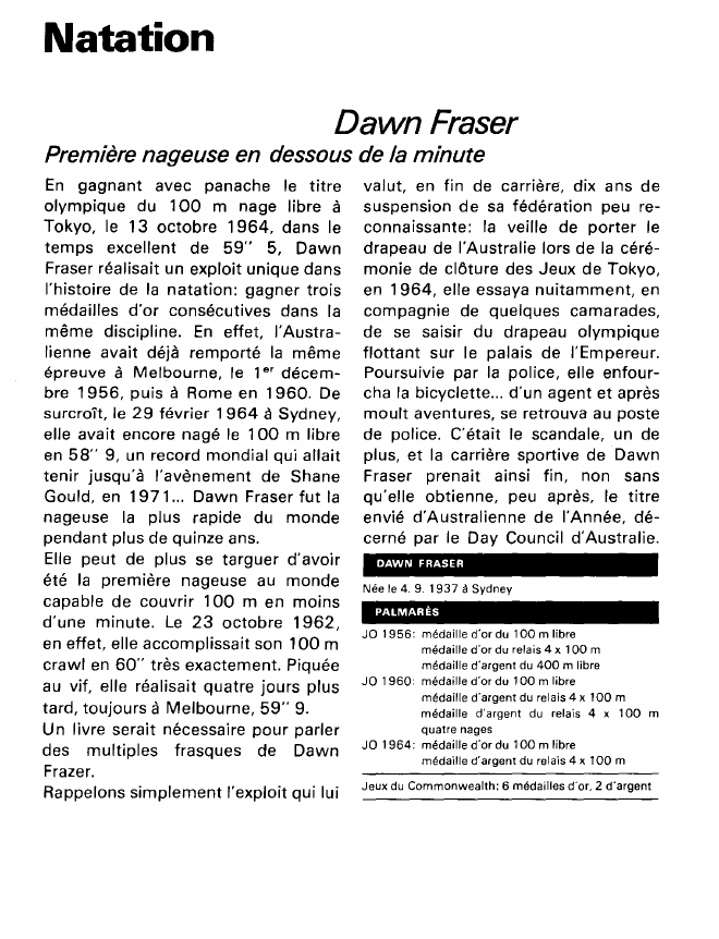 Prévisualisation du document Natation:Dawn Fraser (sports).