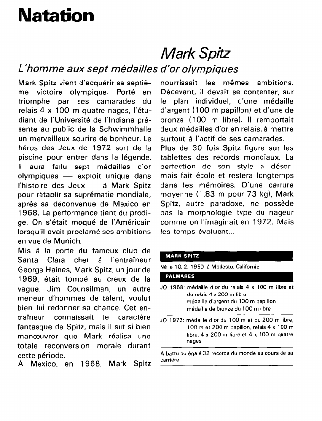 Prévisualisation du document Natation:Mark Spitz (sports).