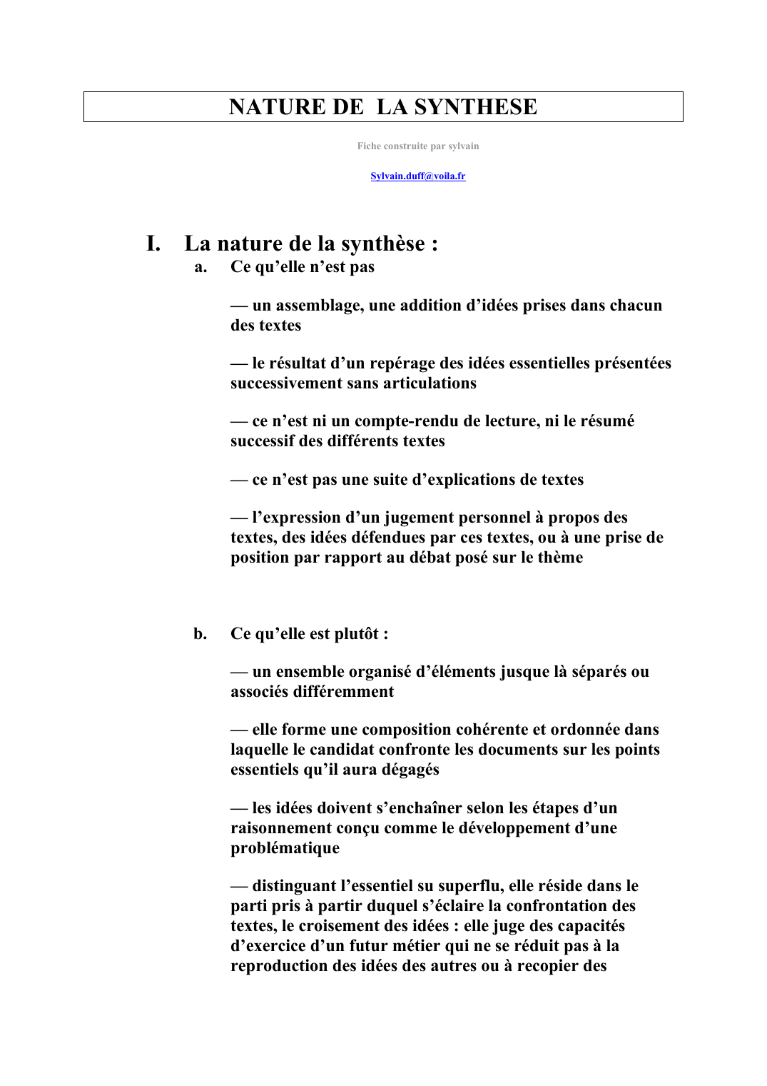 Prévisualisation du document NATURE DE LA SYNTHESE