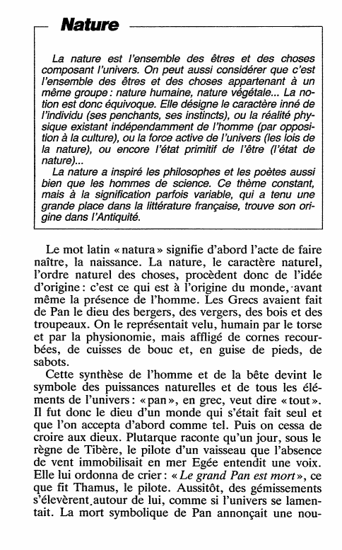 Prévisualisation du document Nature
La nature est l'ensemble des êtres et des choses
composant l'univers. On peut aussi considérer que c'est
l'ensemble des...