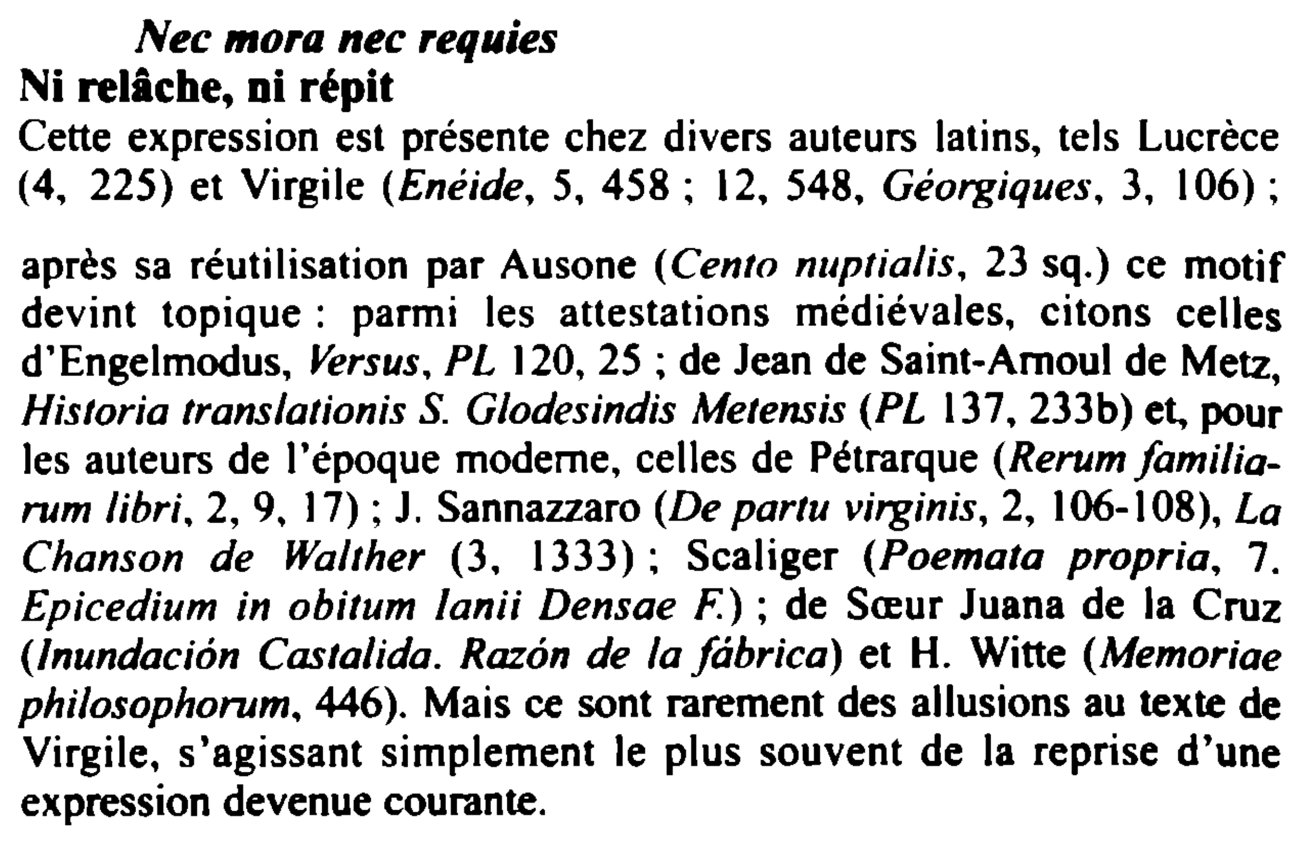 Prévisualisation du document Nec mora nec requies