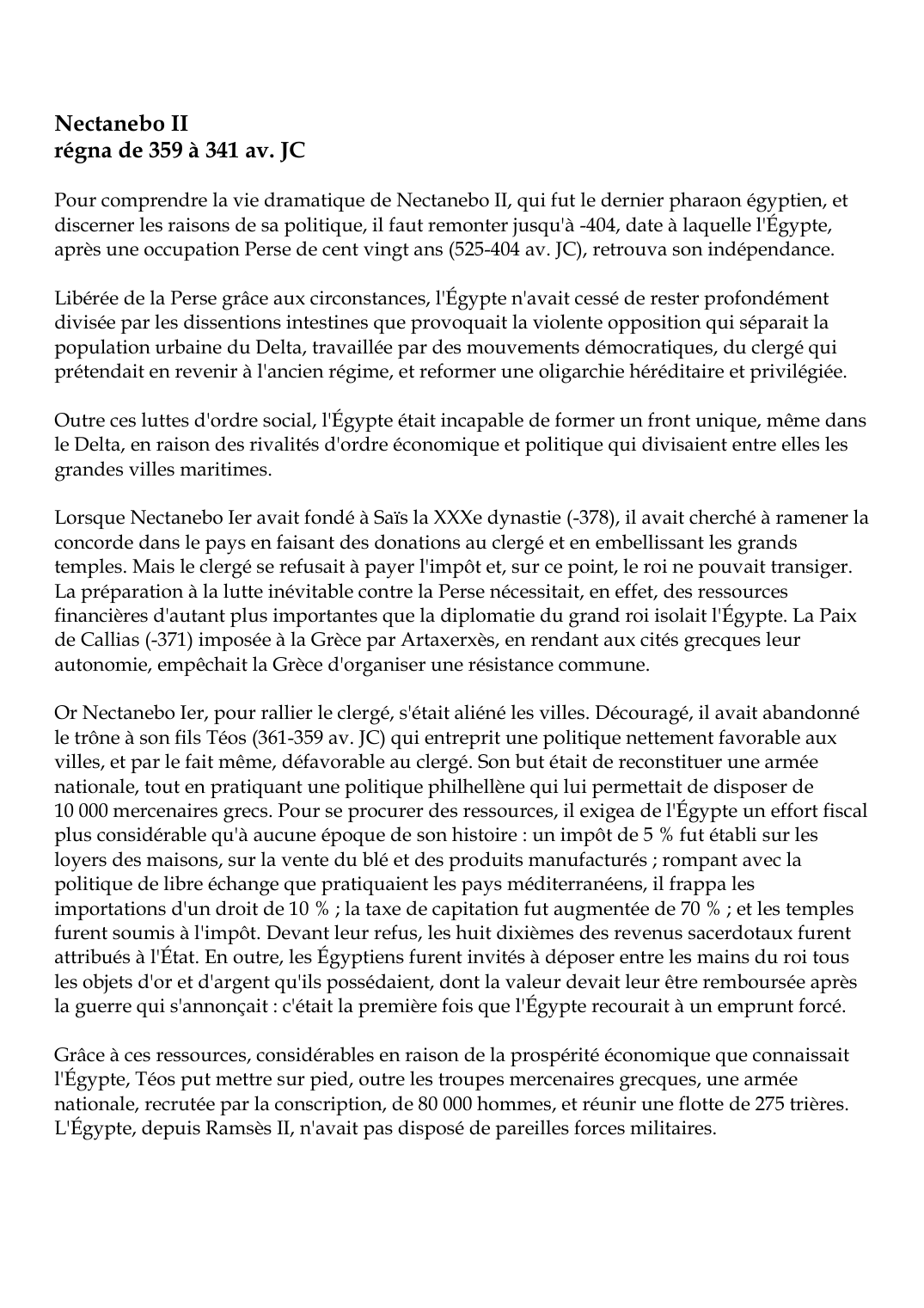 Prévisualisation du document Nectanebo IIrégna de 359 à 341 av.