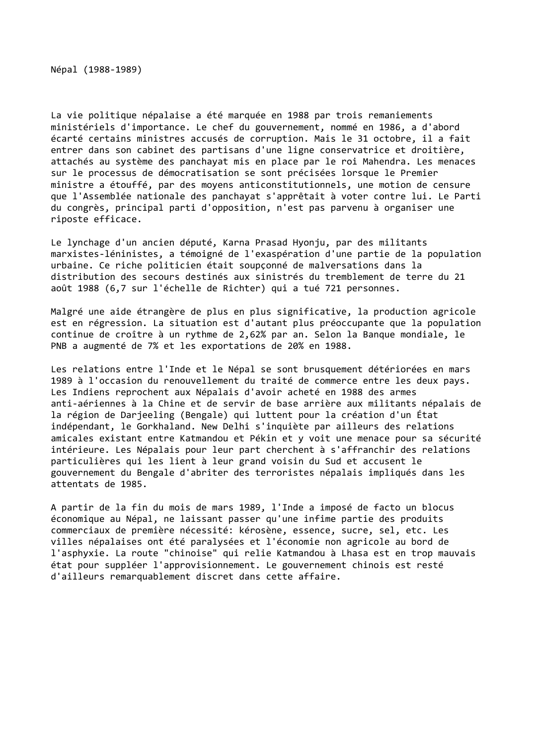 Prévisualisation du document Népal (1988-1989)