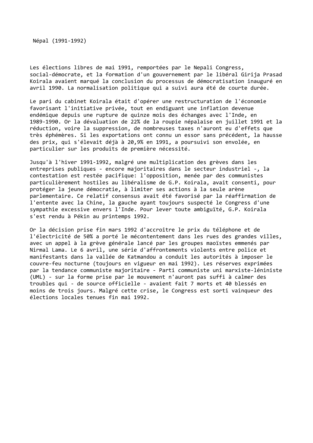 Prévisualisation du document Népal (1991-1992)