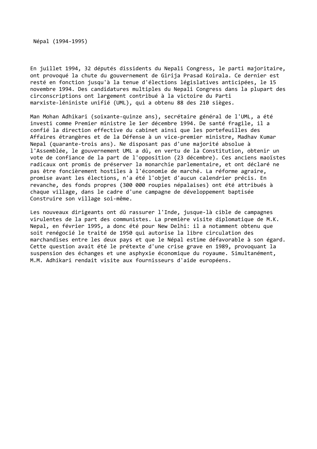 Prévisualisation du document Népal (1994-1995)