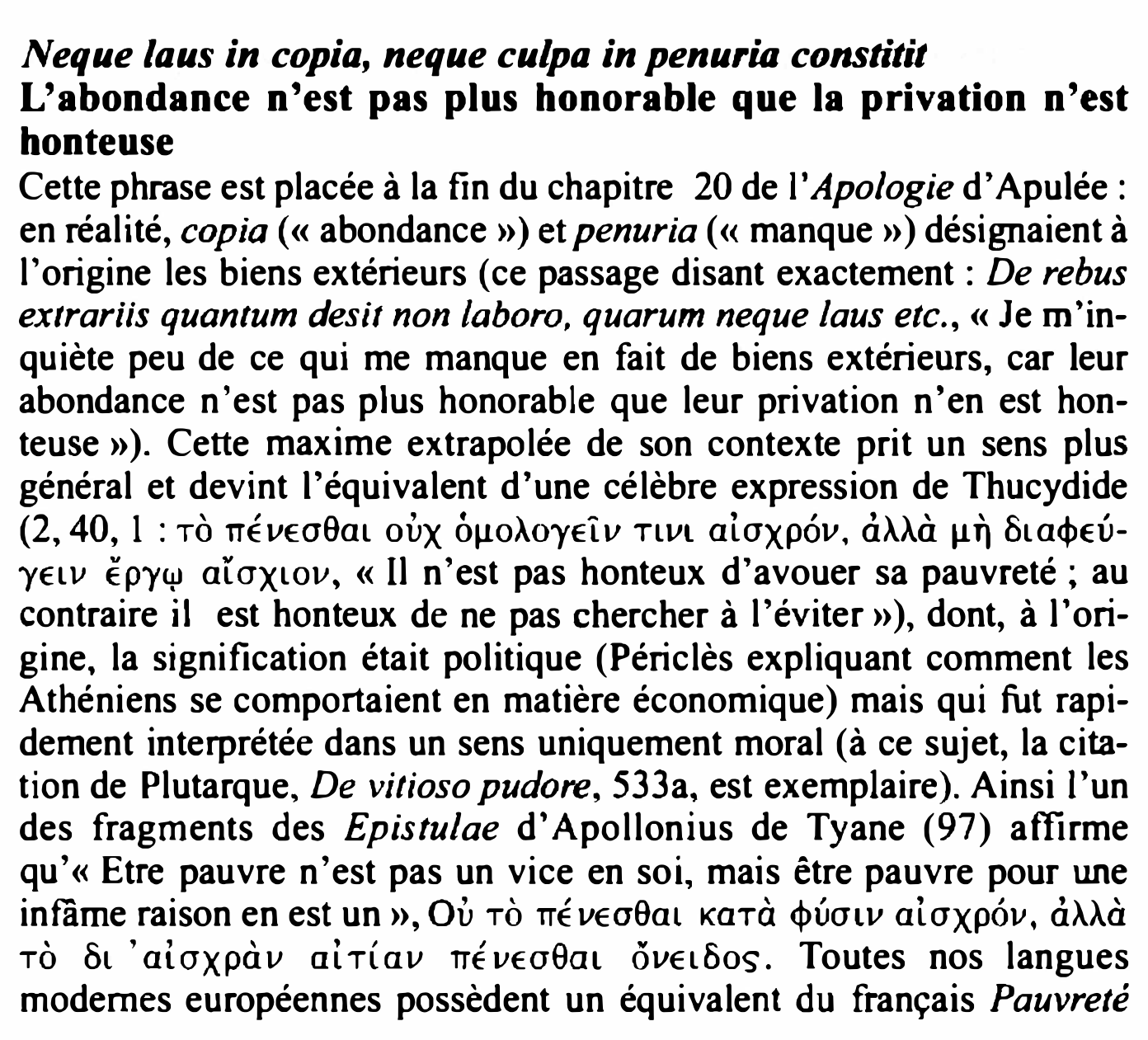 Prévisualisation du document Neque laus in copia, neque culpa in penuria constitit