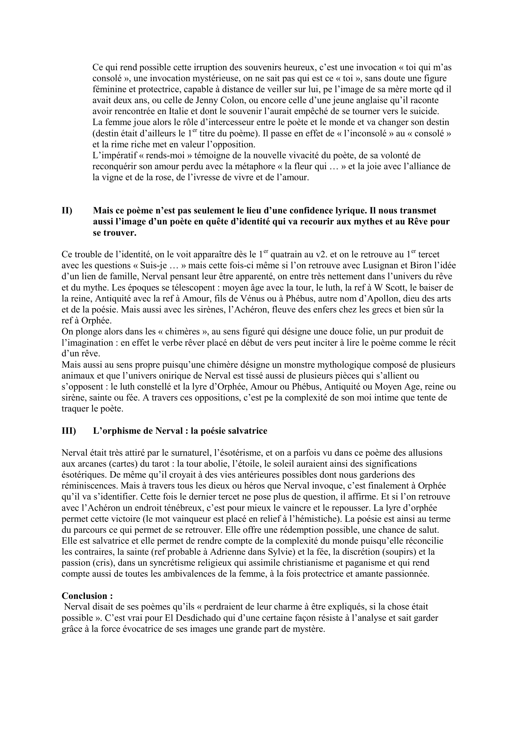 Prévisualisation du document NERVAL EL DESDICHADO FICHE ORAL BAC