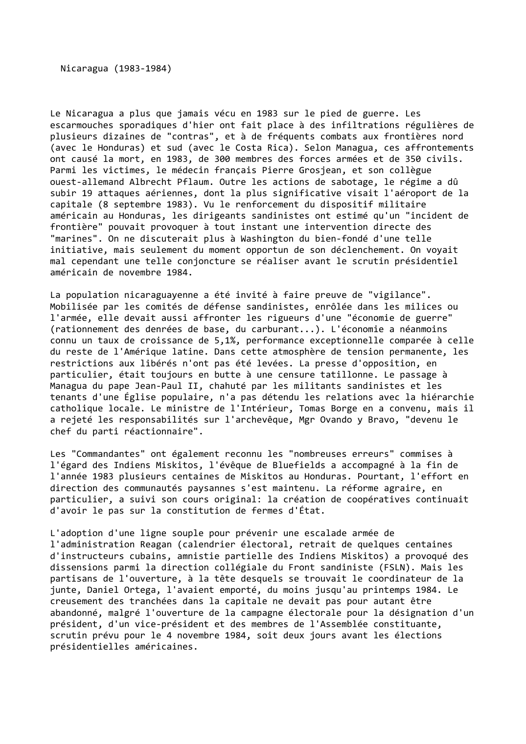 Prévisualisation du document Nicaragua (1983-1984)